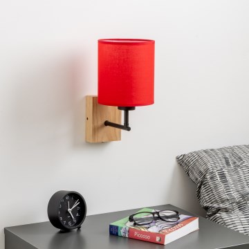 Brilagi - Sieninis šviestuvas NUBILA WOOD 1xE27/25W/230V ąžuolas/raudona