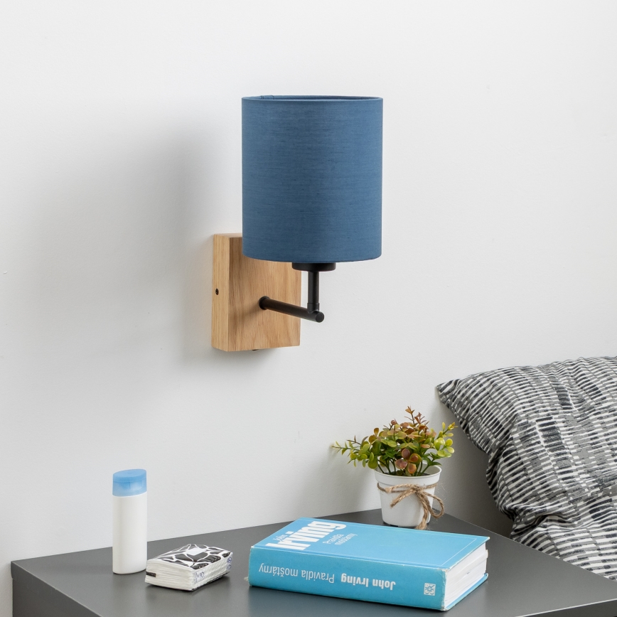 Brilagi - Sieninis šviestuvas NUBILA WOOD 1xE27/25W/230V ąžuolas/tamsiai mėlyna