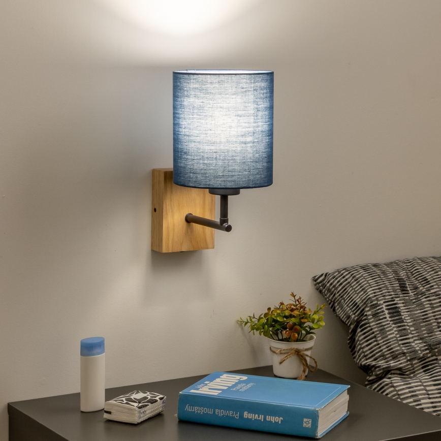 Brilagi - Sieninis šviestuvas NUBILA WOOD 1xE27/25W/230V ąžuolas/tamsiai mėlyna