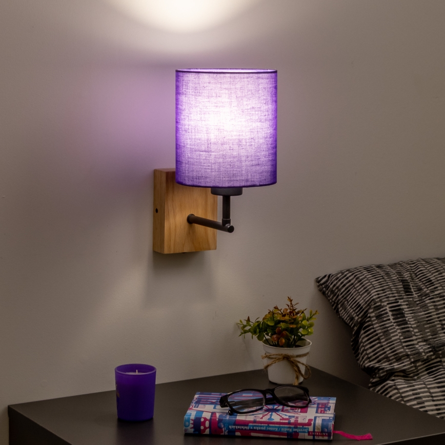 Brilagi - Sieninis šviestuvas NUBILA WOOD 1xE27/25W/230V ąžuolas/violetinė