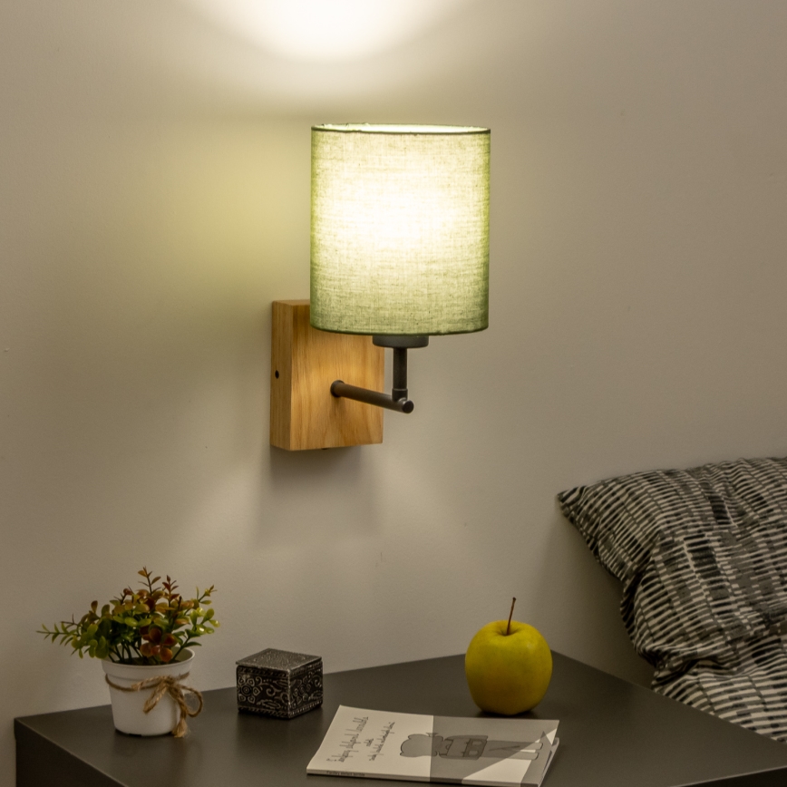 Brilagi - Sieninis šviestuvas NUBILA WOOD 1xE27/25W/230V ąžuolas/žalia