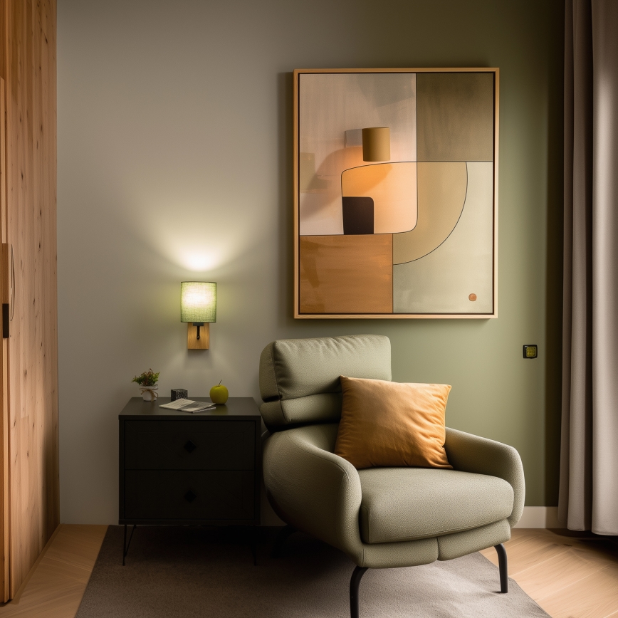 Brilagi - Sieninis šviestuvas NUBILA WOOD 1xE27/25W/230V ąžuolas/žalia