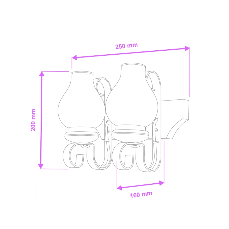 Brilagi - Sieninis šviestuvas QUEEN 2xE14/40W/230V bukas