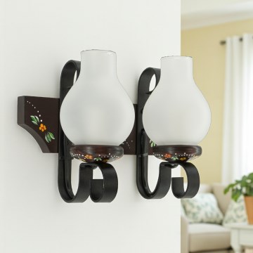 Brilagi - Sieninis šviestuvas QUEEN 2xE14/40W/230V bukas/wenge