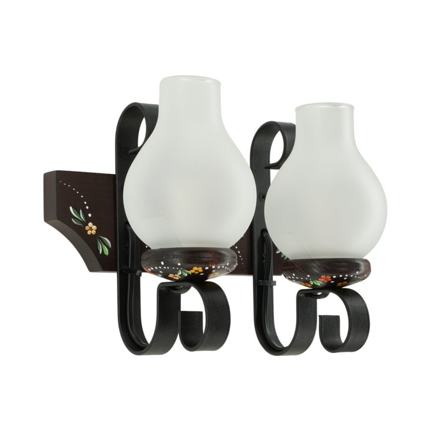 Brilagi - Sieninis šviestuvas QUEEN 2xE14/40W/230V bukas/wenge