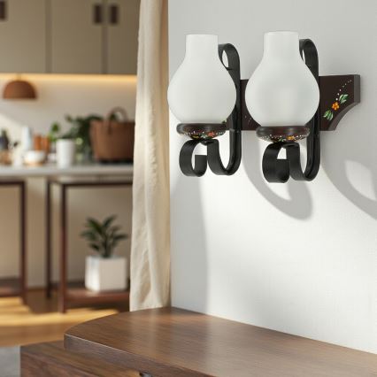 Brilagi - Sieninis šviestuvas QUEEN 2xE14/40W/230V bukas/wenge