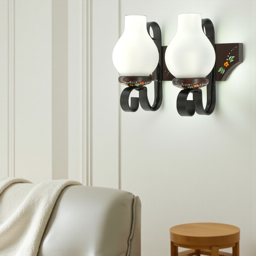 Brilagi - Sieninis šviestuvas QUEEN 2xE14/40W/230V bukas/wenge