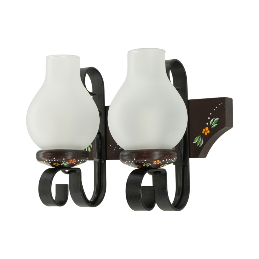 Brilagi - Sieninis šviestuvas QUEEN 2xE14/40W/230V bukas/wenge