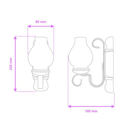 Brilagi - Sieninis šviestuvas RUSTIC 1xE14/40W/230V bukas