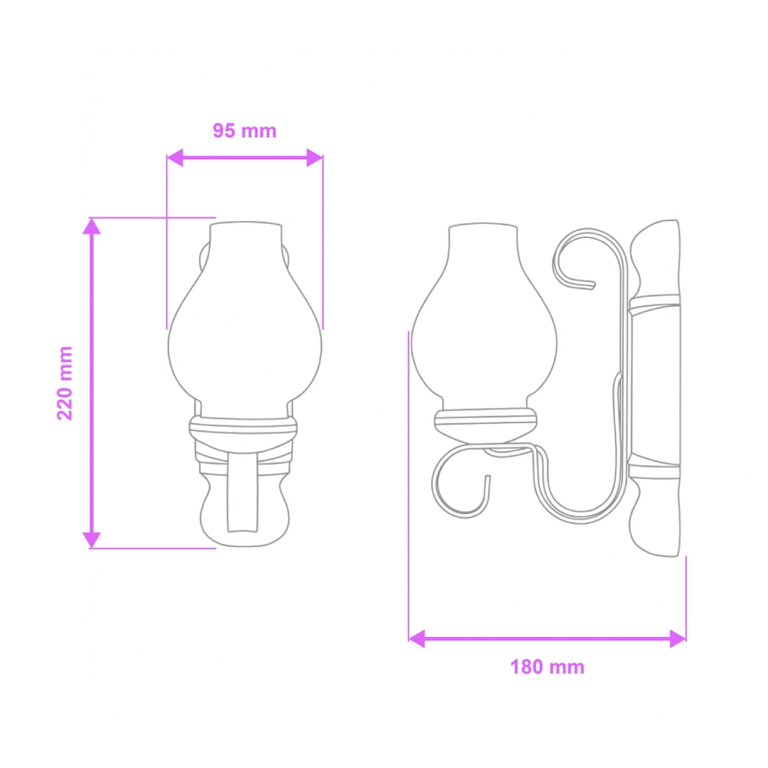 Brilagi - Sieninis šviestuvas RUSTIC 1xE14/40W/230V bukas