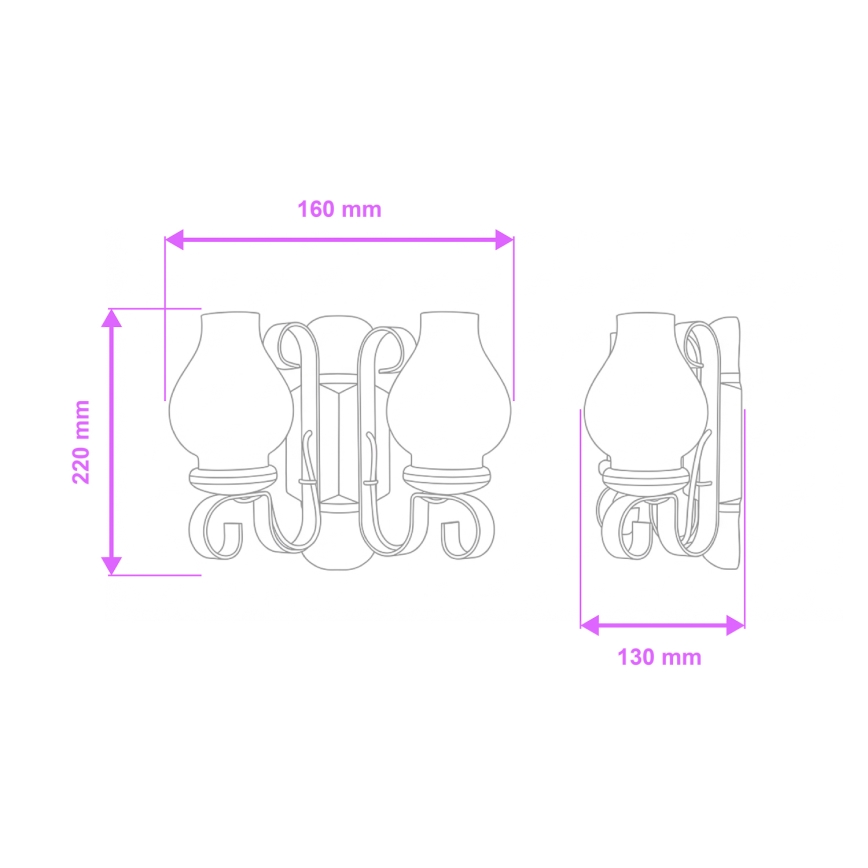 Brilagi - Sieninis šviestuvas RUSTIC 2xE14/40W/230V bukas