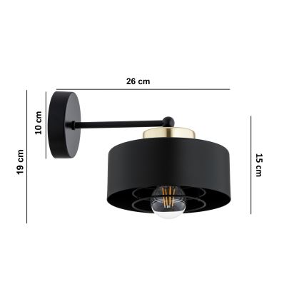 Brilagi - Sieninis šviestuvas SPRING 1xE27/60W/230V juodas/auksinis