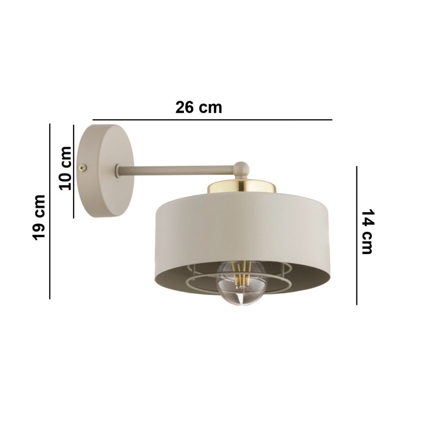 Brilagi - Sieninis šviestuvas SPRING 1xE27/60W/230V smėlinė/auksinė
