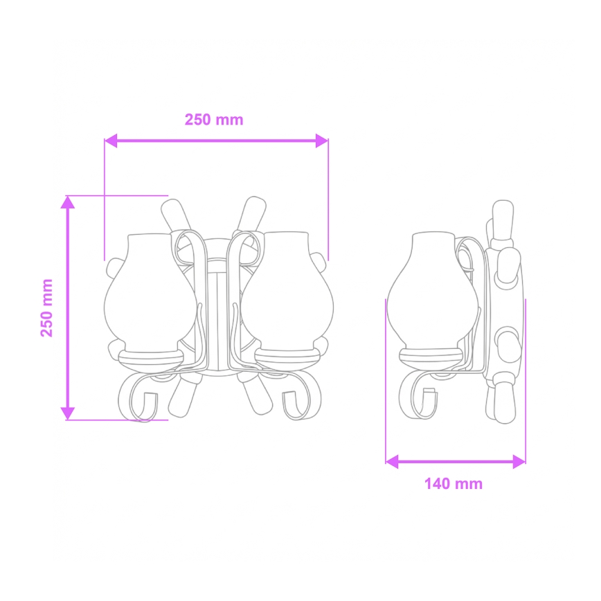 Brilagi - Sieninis šviestuvas TIMONA 2xE14/40W/230V bukas/graikinis riešutas