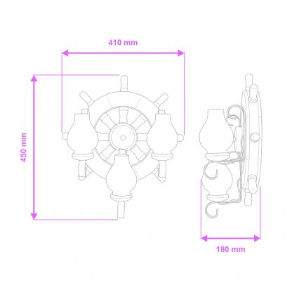 Brilagi - Sieninis šviestuvas TIMONA 3xE14/40W/230V bukas/graikinis riešutas