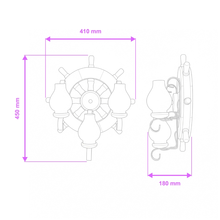 Brilagi - Sieninis šviestuvas TIMONA 3xE14/40W/230V bukas