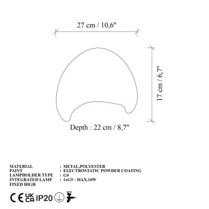 Brilagi - Sieninis šviestuvas WABI SABI 1xG9/8W/230V balta