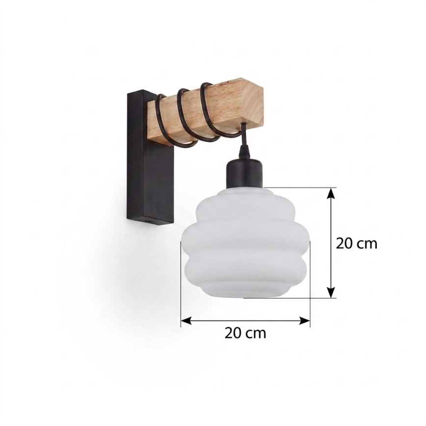 BRILAGI - Sieninis šviestuvas WOOD GLASS 1xE27/60W/230V pušis/juoda/balta