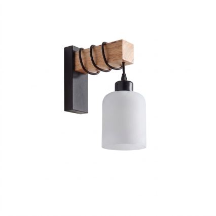 BRILAGI - Sieninis šviestuvas WOOD GLASS 1xE27/60W/230V pušis/juoda/balta