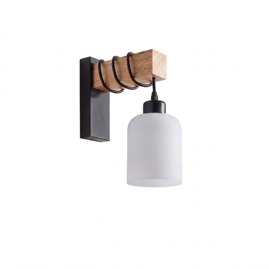 BRILAGI - Sieninis šviestuvas WOOD GLASS 1xE27/60W/230V pušis/juoda/balta