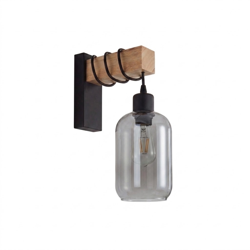 BRILAGI - Sieninis šviestuvas WOOD GLASS 1xE27/60W/230V pušis/juoda/dūminė pilka