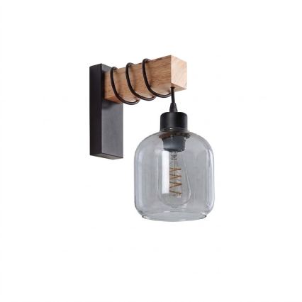 BRILAGI - Sieninis šviestuvas WOOD GLASS 1xE27/60W/230V pušis/juoda/dūminė pilka