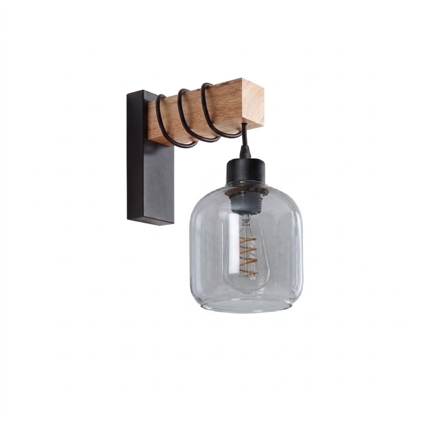BRILAGI - Sieninis šviestuvas WOOD GLASS 1xE27/60W/230V pušis/juoda/dūminė pilka