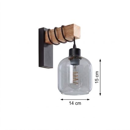 BRILAGI - Sieninis šviestuvas WOOD GLASS 1xE27/60W/230V pušis/juoda/dūminė pilka