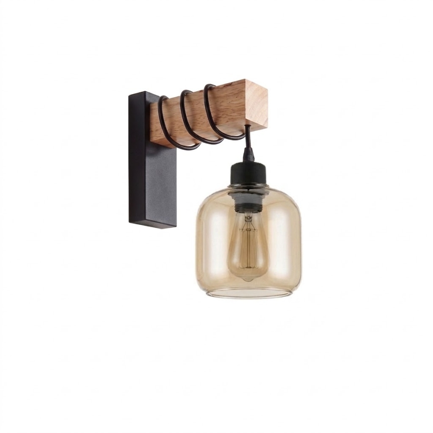 BRILAGI - Sieninis šviestuvas WOOD GLASS 1xE27/60W/230V pušis/juoda/dūminė ruda