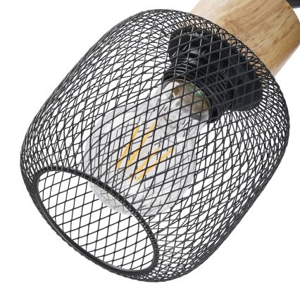 Brilagi - Sieninis taškinis šviestuvas BASKLITE 1xE27/15W/230V mediena/juoda