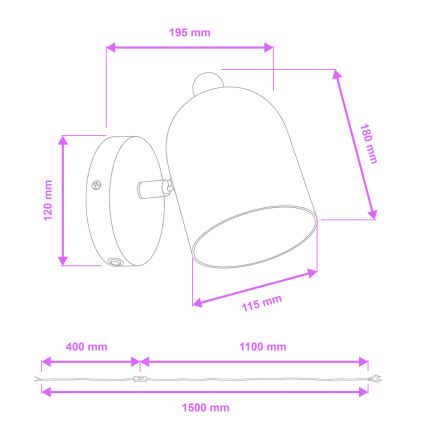 Brilagi - Sieninis taškinis šviestuvas GALLION 1xE27/15W/230V juodas
