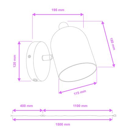 Brilagi - Sieninis taškinis šviestuvas GALLION 1xE27/15W/230V smėlio spalvos