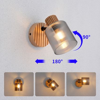Brilagi - Sieninis taškinis šviestuvas HYGGE 1xE14/15W/230V kaučiukmedis/dūminė