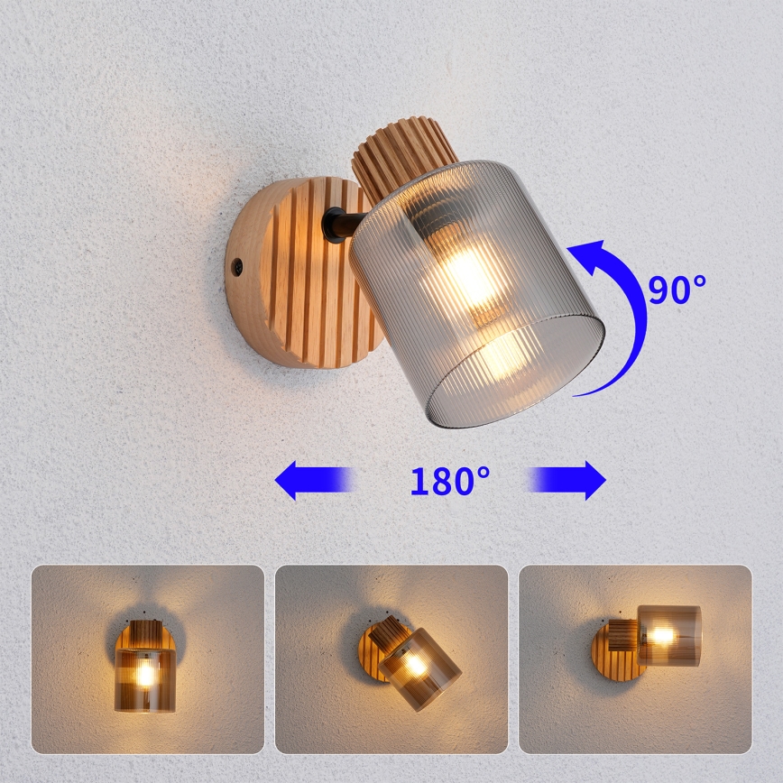 Brilagi - Sieninis taškinis šviestuvas HYGGE 1xE14/15W/230V kaučiukmedis/dūminė