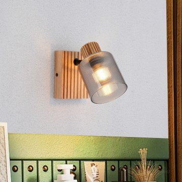 Brilagi - Sieninis taškinis šviestuvas HYGGE 1xE14/15W/230V kaučiukmedis/dūminė