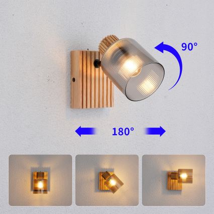 Brilagi - Sieninis taškinis šviestuvas HYGGE 1xE14/15W/230V kaučiukmedis/dūminė