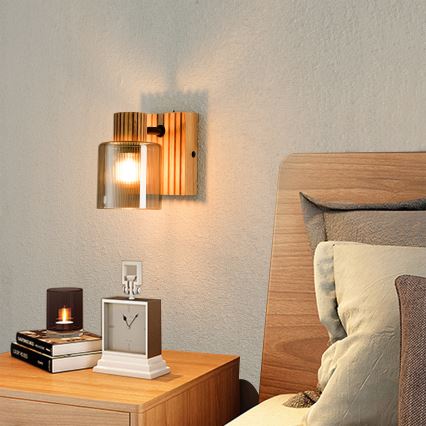Brilagi - Sieninis taškinis šviestuvas HYGGE 1xE14/15W/230V kaučiukmedis/dūminė