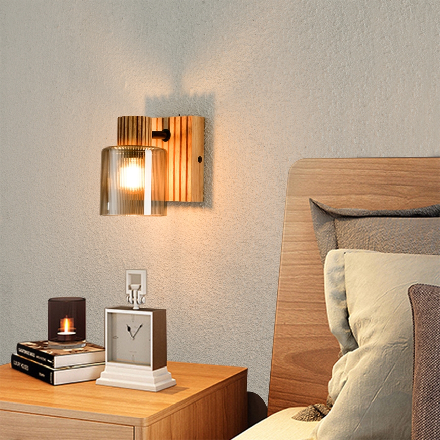 Brilagi - Sieninis taškinis šviestuvas HYGGE 1xE14/15W/230V kaučiukmedis/dūminė