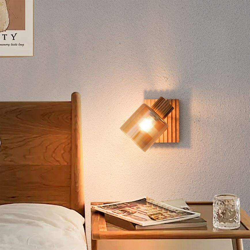 Brilagi - Sieninis taškinis šviestuvas HYGGE 1xE14/15W/230V kaučiukmedis/dūminė