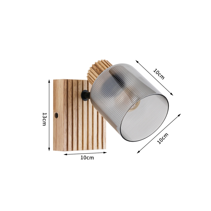 Brilagi - Sieninis taškinis šviestuvas HYGGE 1xE14/15W/230V kaučiukmedis/dūminė