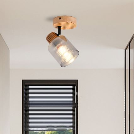 Brilagi - Sieninis taškinis šviestuvas HYGGE 1xE14/15W/230V medinis/dūminis