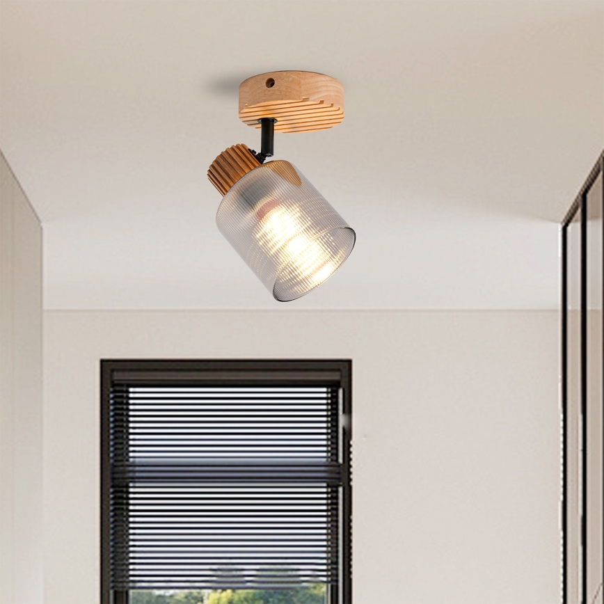 Brilagi - Sieninis taškinis šviestuvas HYGGE 1xE14/15W/230V medinis/dūminis