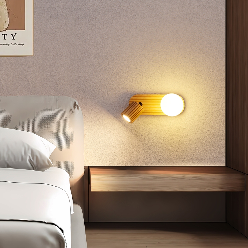 Brilagi - Sieninis taškinis šviestuvas MODERN WOOD 1xG9/5W/230V + 1xGU10/8W kaučiukmedis