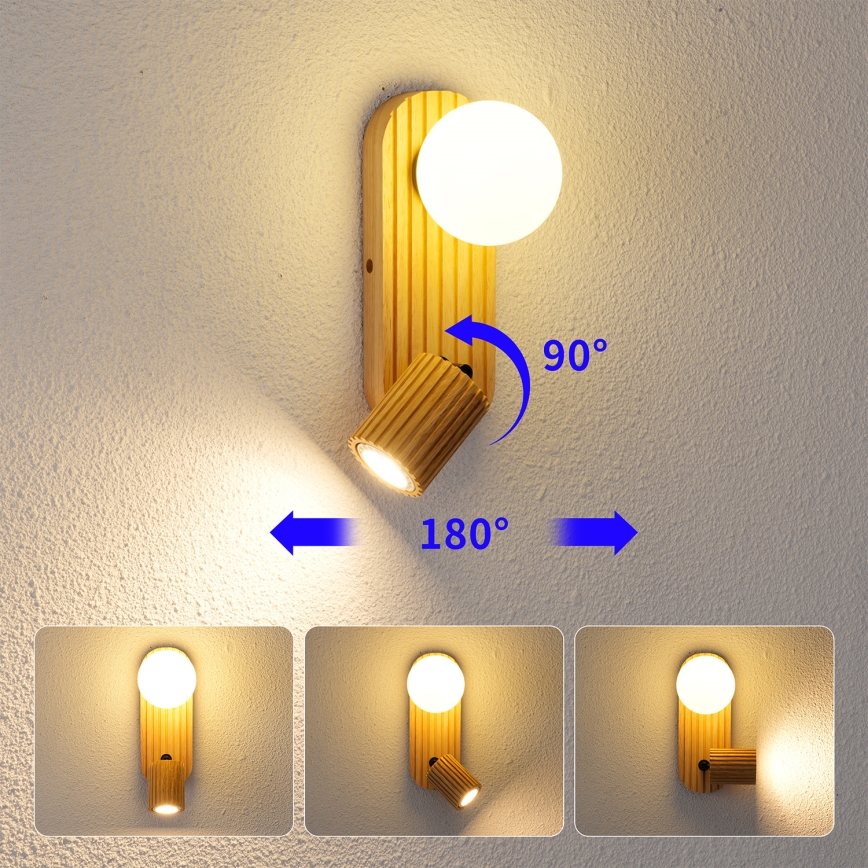 Brilagi - Sieninis taškinis šviestuvas MODERN WOOD 1xG9/5W/230V + 1xGU10/8W kaučiukmedis