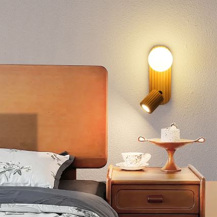 Brilagi - Sieninis taškinis šviestuvas MODERN WOOD 1xG9/5W/230V + 1xGU10/8W kaučiukmedis