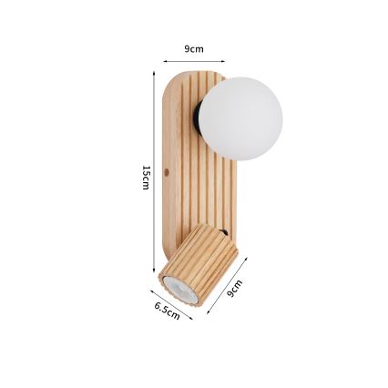 Brilagi - Sieninis taškinis šviestuvas MODERN WOOD 1xG9/5W/230V + 1xGU10/8W kaučiukmedis