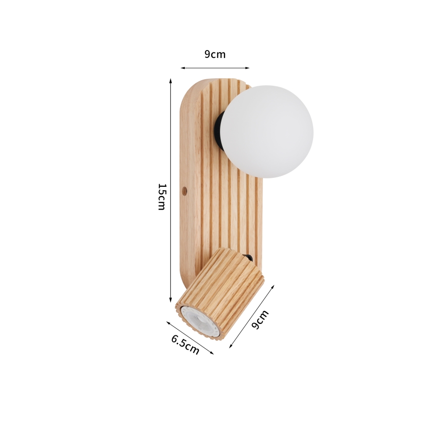 Brilagi - Sieninis taškinis šviestuvas MODERN WOOD 1xG9/5W/230V + 1xGU10/8W kaučiukmedis