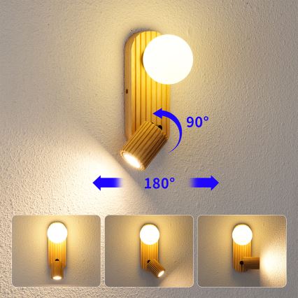 Brilagi - Sieninis taškinis šviestuvas MODERN WOOD 1xG9/5W/230V + 1xGU10/8W medinis