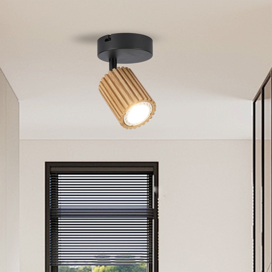 Brilagi - Sieninis taškinis šviestuvas MODERN WOOD 1xGU10/8W/230V kaučiukmedis/juoda
