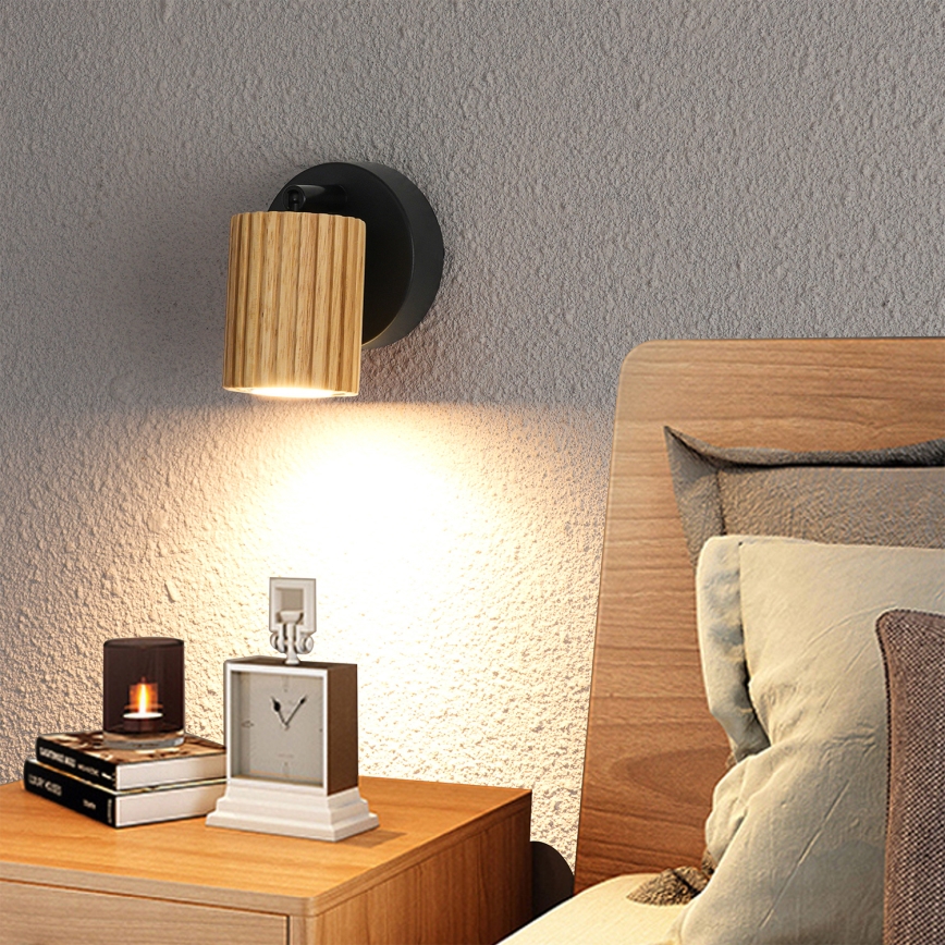 Brilagi - Sieninis taškinis šviestuvas MODERN WOOD 1xGU10/8W/230V mediena/juoda